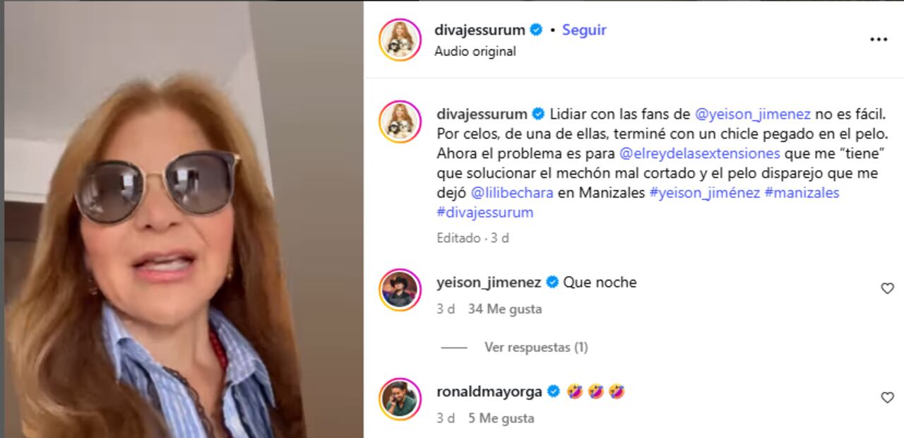 Diva Jessurum contó su experiencia en el concierto de Yeison Jiménez en Manizales.