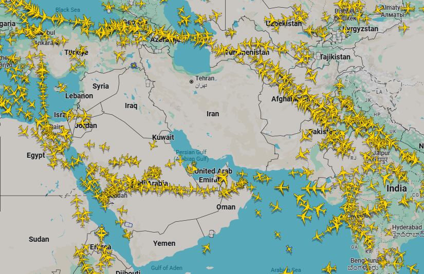 Espacio aéreo de la región el 2/03/26 a las 5:05 pm.