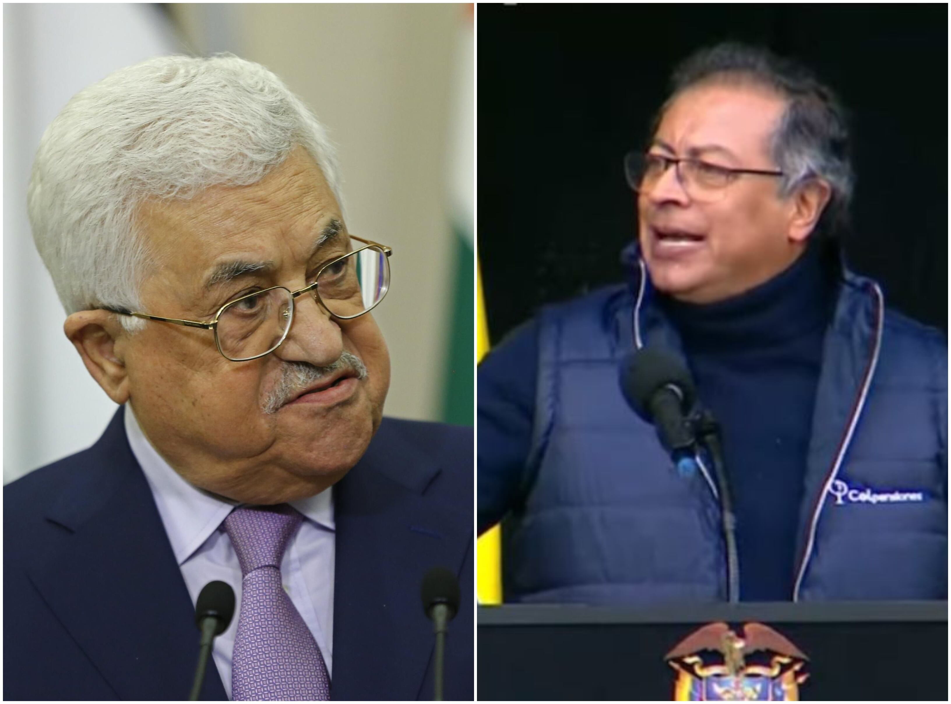 Presidente de Palestina Mahmud Abbas y Gustavo Petro
