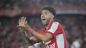 Bogotá. Agosto 19 de 2026. Independiente Santa Fe enfrenta a River Plate, por encuentro válido de la Conmebol Sudamericana 2026, en el partido de ida de octavos de final, en el Estadio Nemesio Camacho El Campín. (Colprensa - Cristian Bayona).