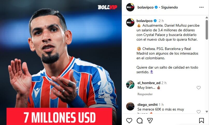 Pantallazo Instagram: @bolavipco