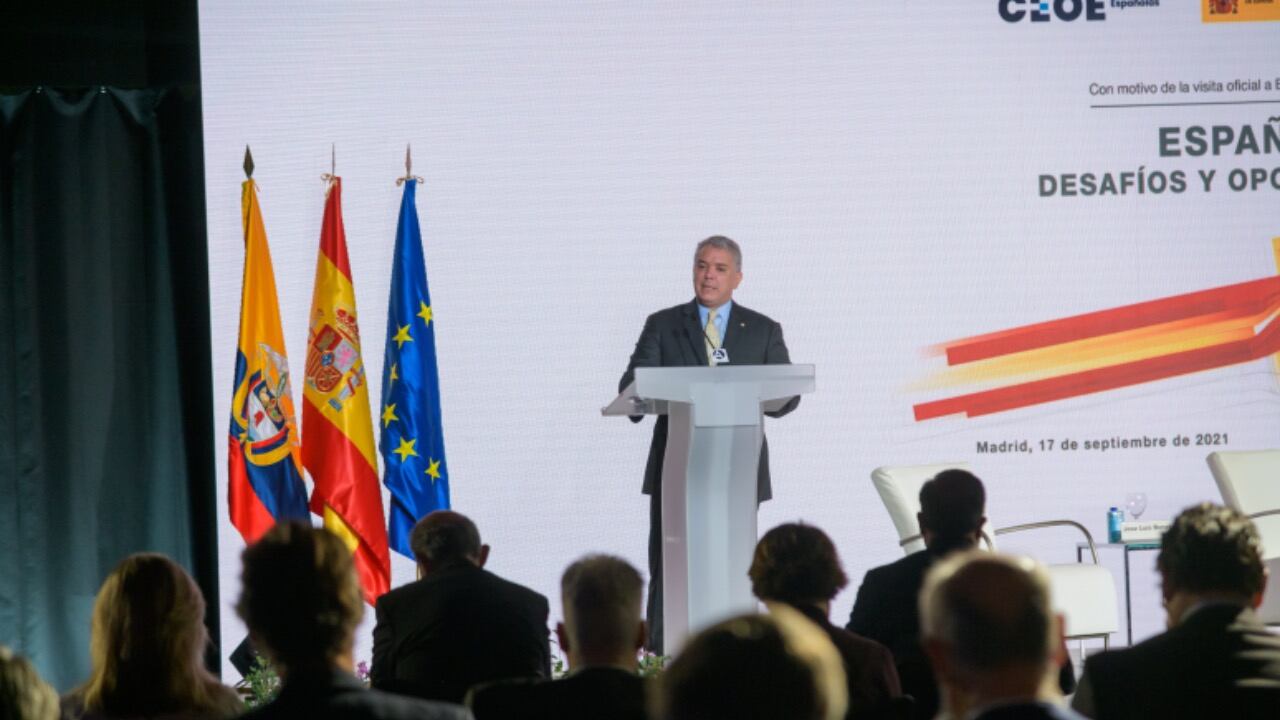 Presidente Iván Duque se reúne con empresarios en Madrid (España). 17 de septiembre de 2021.