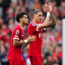 Luis Díaz junto a Darwin Núñez tras la victoria sobre West Ham.