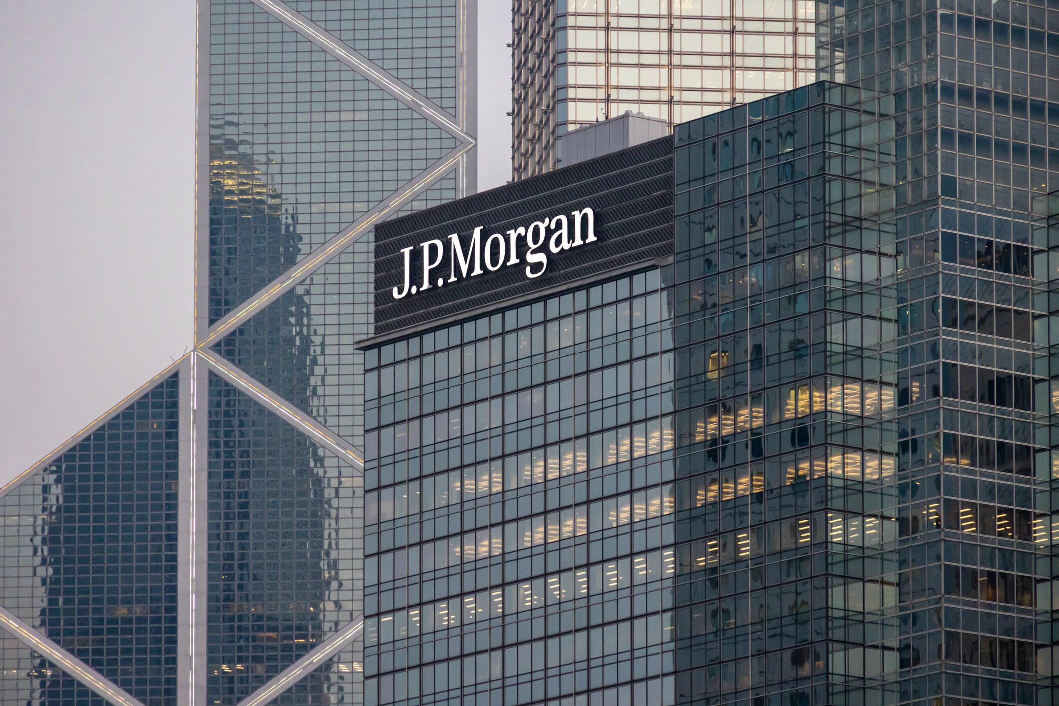 Hong Kong - April 14, 2022 : JP Morgan building is seen in Central financial district, Hong Kong.