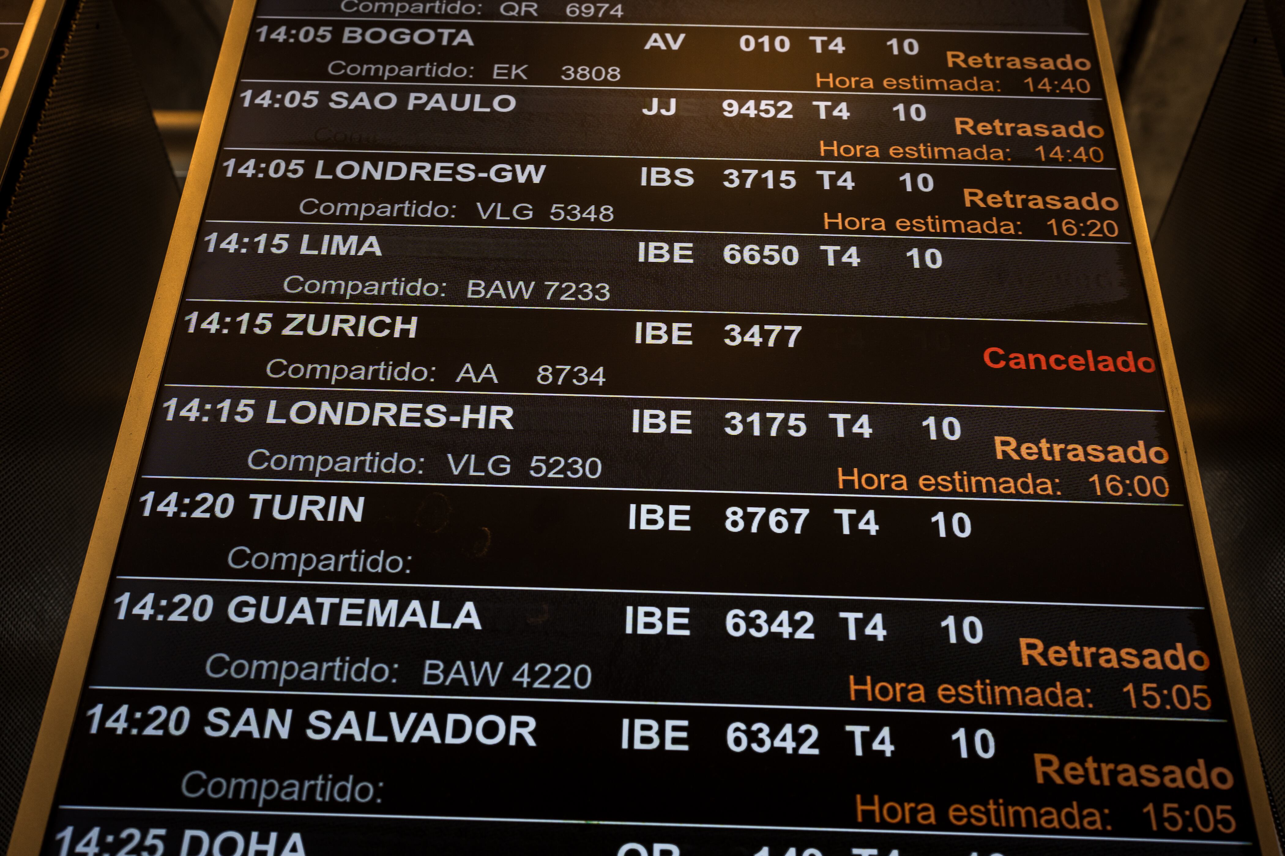 SPAIN - JULY 19: Flight information screen at Madrid-Barajas airport during the Microsoft security system crash that has caused failures at major companies around the world, July 19, 2024, in Madrid, Spain. An update problem of the cybersecurity company Crowdstrike causes the fall of Microsoft, Aena and other companies in the energy sector, banking and media. Microsoft says it is investigating the situation. (Photo By Diego Radames/Europa Press via Getty Images)