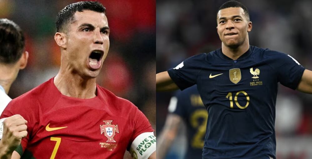 De izquierda a derecha: Cristiano y Kylian Mbappé