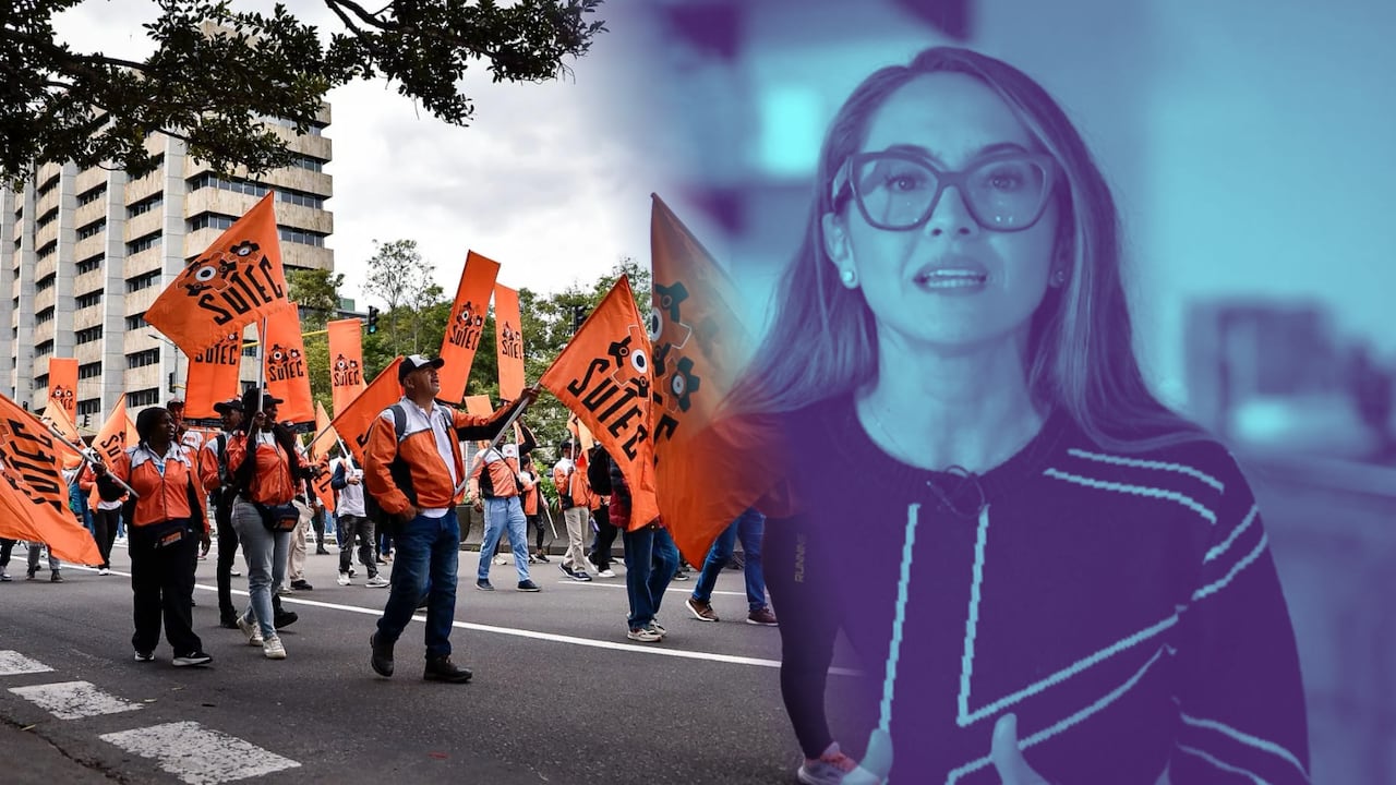 Vanessa Gallego sale de la Fiduprevisora por el paro de maestros.