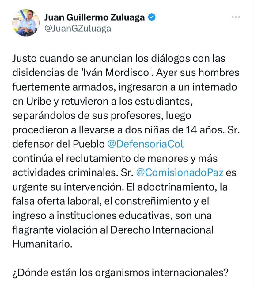 El gobernador de Meta denunció lo sucedido a través de Twitter.
