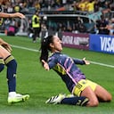 Manuela Vanegas celebrando su gol frente a Alemania