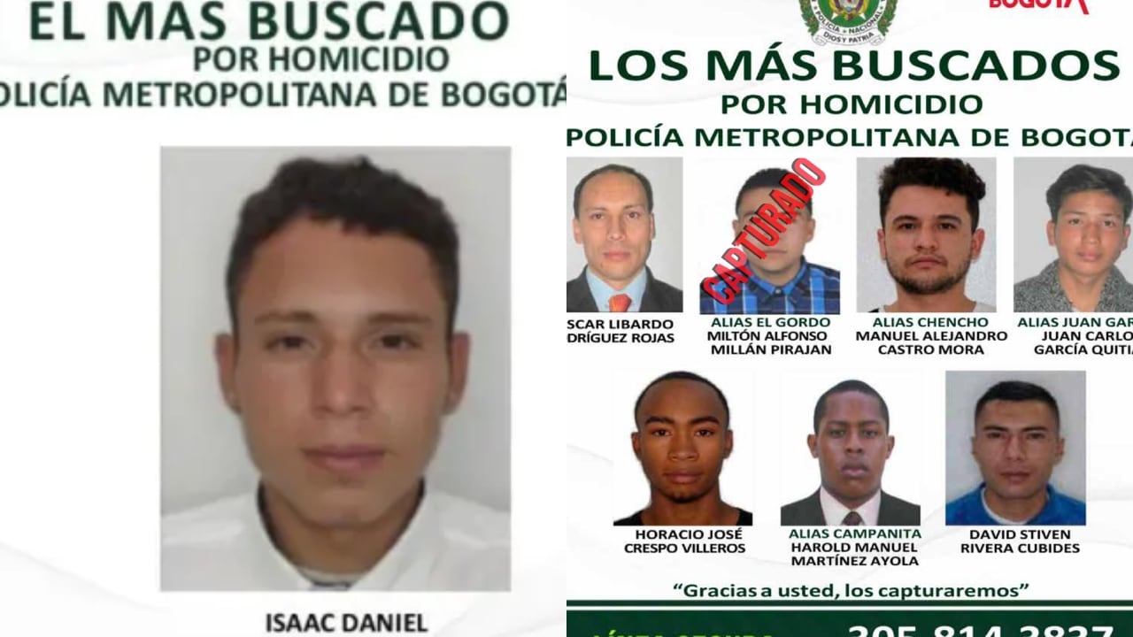 Estos son los rostros de los hombres más buscados por homicidios en Bogotá.