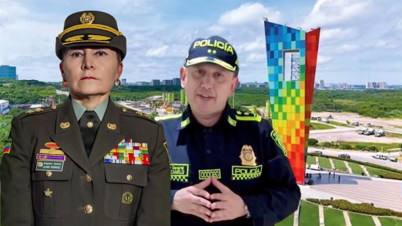 Brigadier general Sandra Liliana Rodríguez y el brigadier general Miguel Camelo.