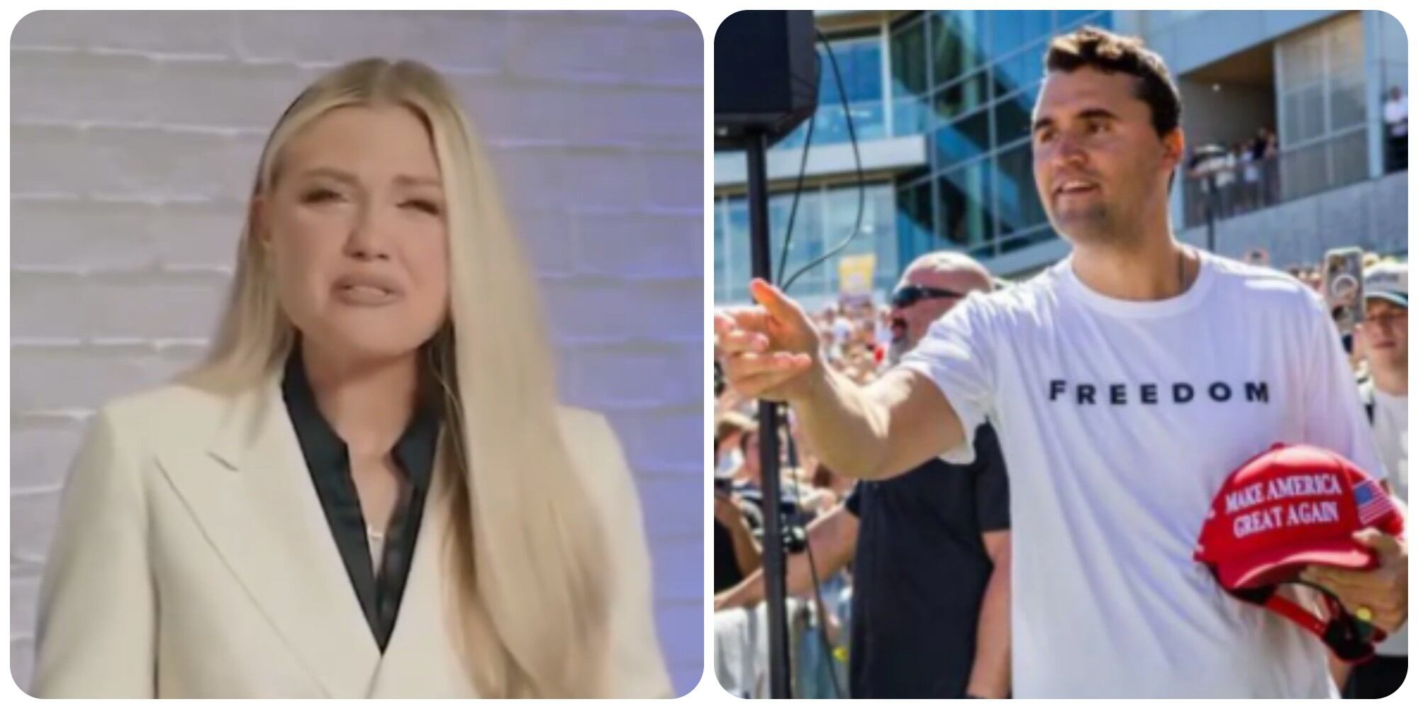 Erika Frantzve esposa de Charlie Kirk, asesinado en Estados Unidos