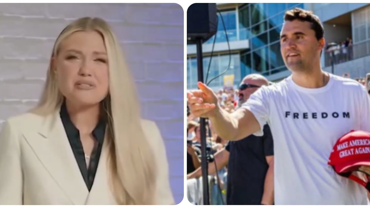 Erika Frantzve esposa de Charlie Kirk, asesinado en Estados Unidos