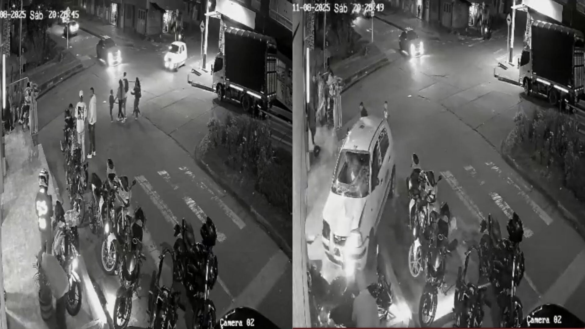 Cámaras de seguridad de la zona evidenciaron el aparatoso accidente.