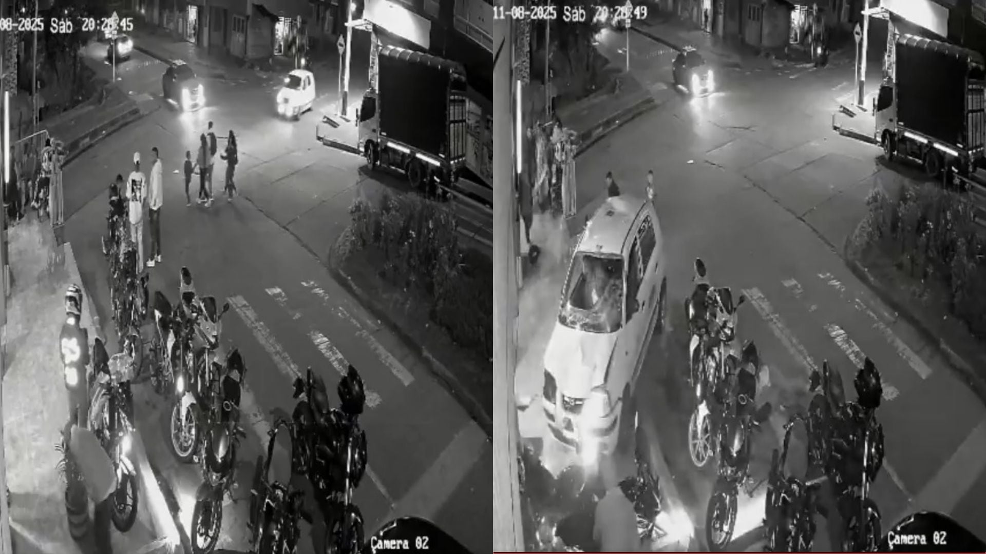 Cámaras de seguridad de la zona evidenciaron el aparatoso accidente.