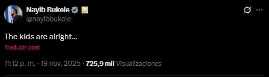Pantallazo X: @nayibbukele