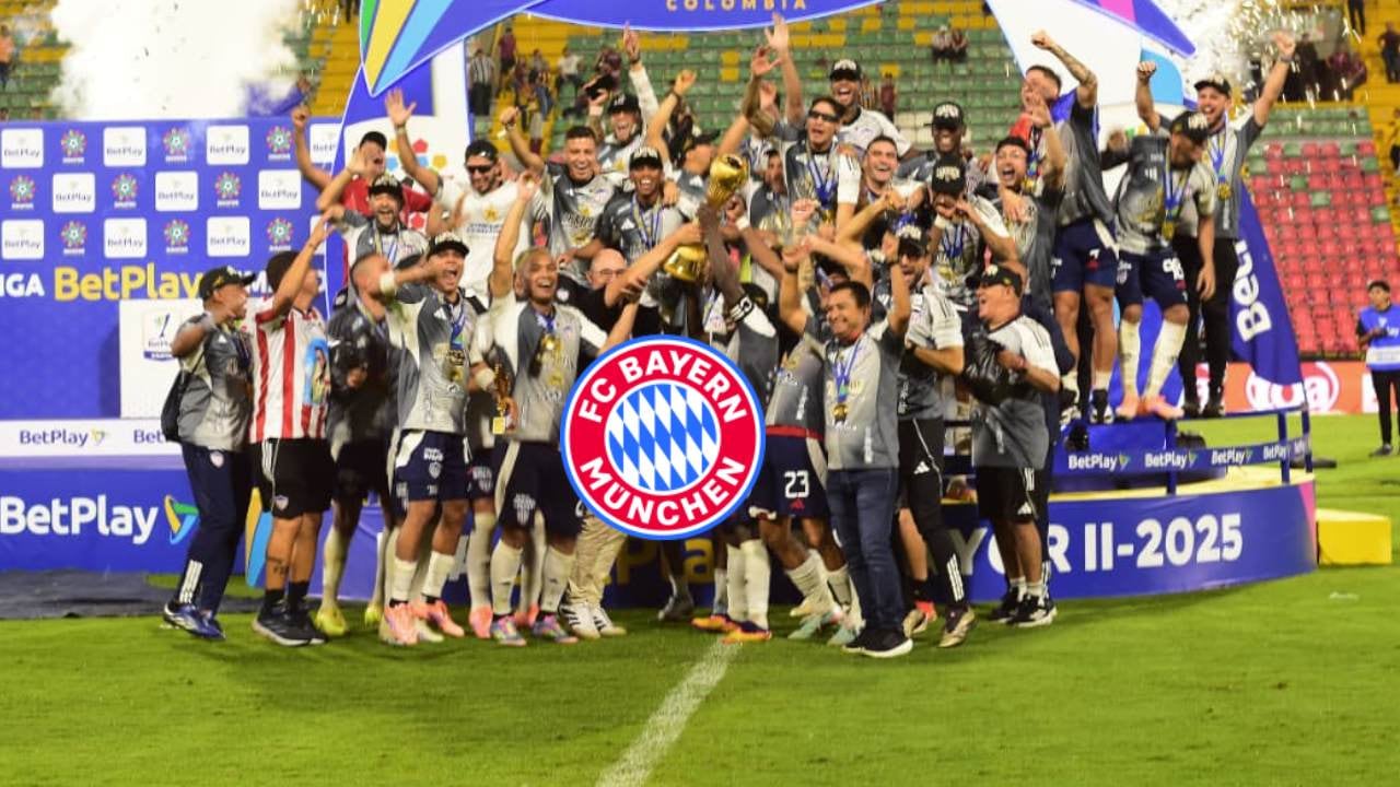 Junior celebra el título en Ibagué / Escudo oficial del Bayern.