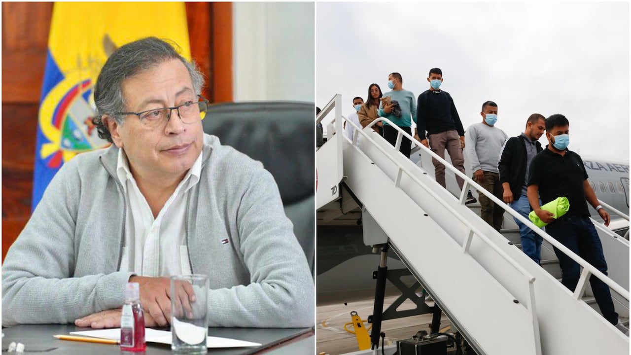 Gustavo Petro y colombianos deportados de EE.UU.