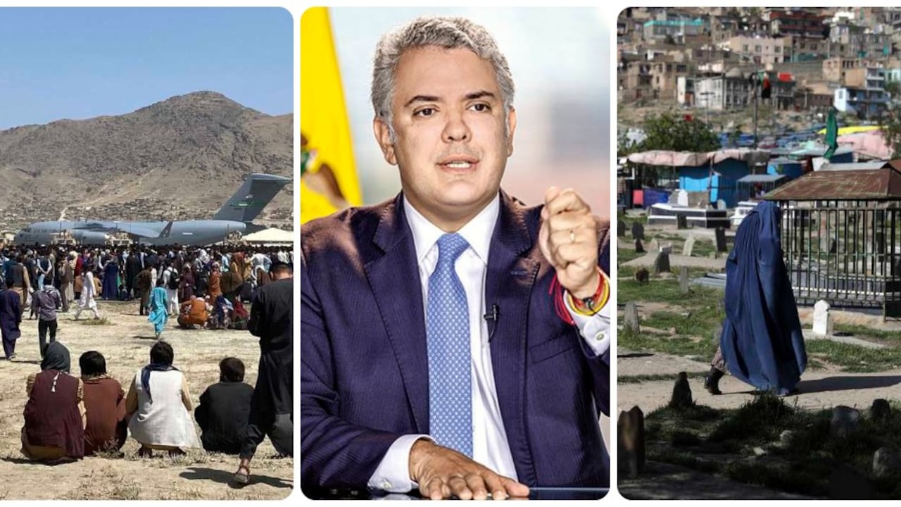 Las redes sociales aprovecharon para hacer chistes con la llegada de afganos a Colombia, y como no, la víctima fue nuevamente el presidente Duque. Foto: AP, Semana, Reuters
