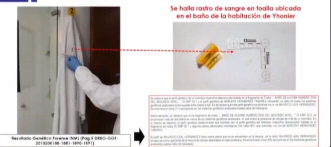 La toalla con rastros de sangre de Marleny Hernández.
