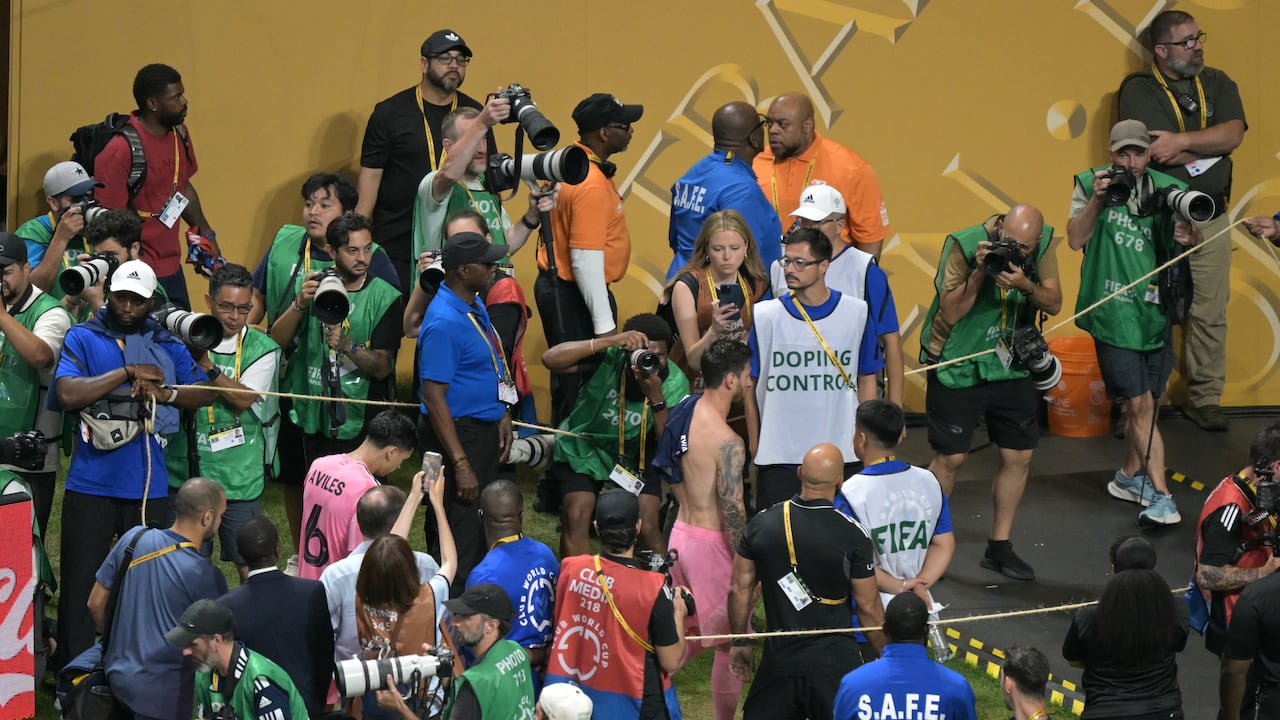 Inter Miami's Argentine forward #10 Lionel Messi leaves the pitch at the end of the FIFA Club World Cup 2025 round of 16 football match between France's Paris Saint-Germain and US Inter Miami at the Mercedes-Benz Stadium in Atlanta on June 29, 2025. (Photo by JUAN MABROMATA / AFP)