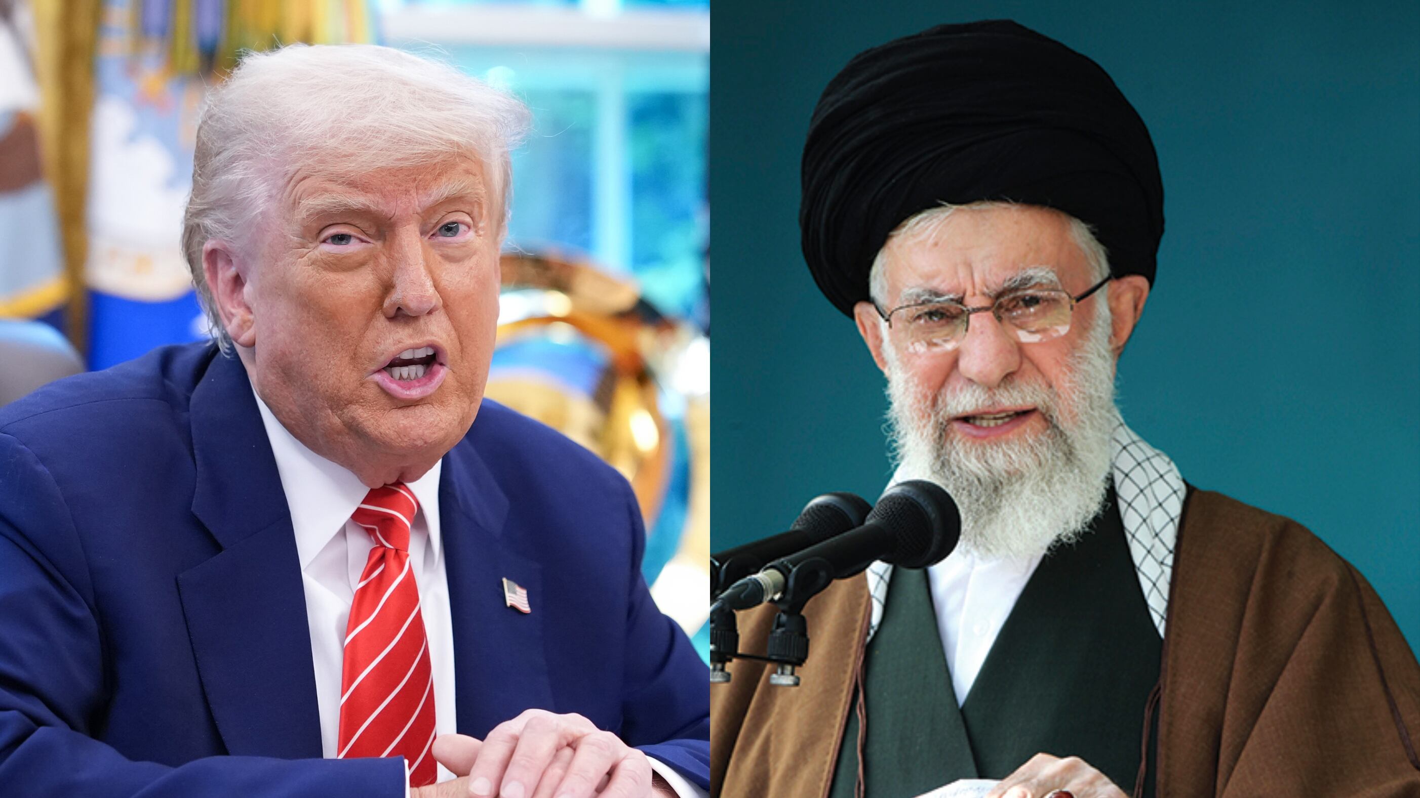 Donald Trump y Alí Jamenei, líder supremo de Irán.