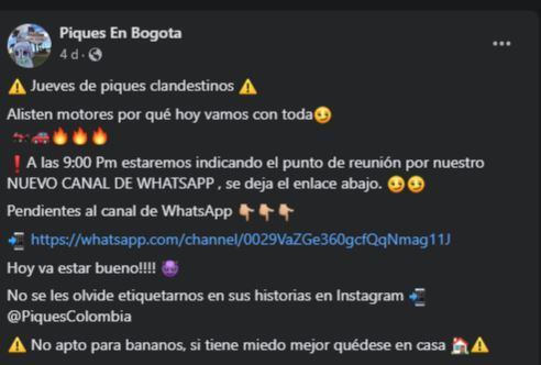 Convocatoria en Facebook a piques