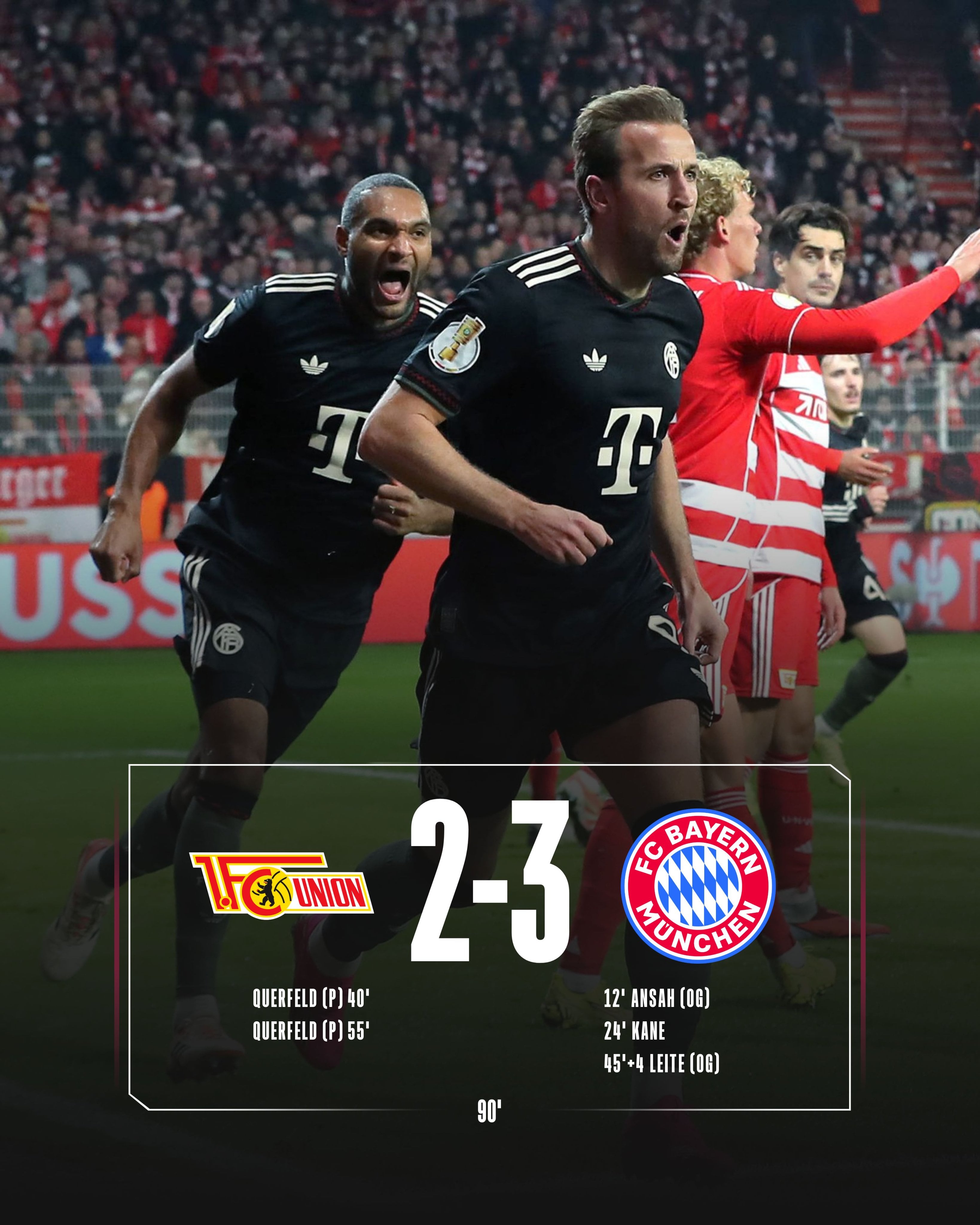 Unión Berlín 2-3 Bayern Múnich.