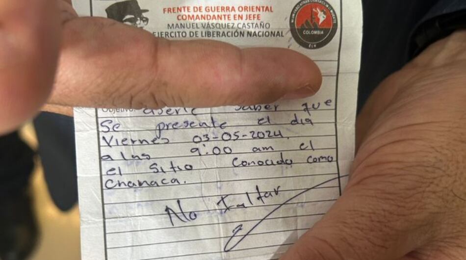 Citación del ELN a empresarios y ganaderos de Santander.