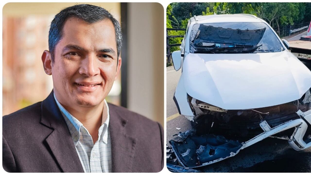 La camioneta en la que se transportaba Alfonso Campo y su familia quedó prácticamente destruida.