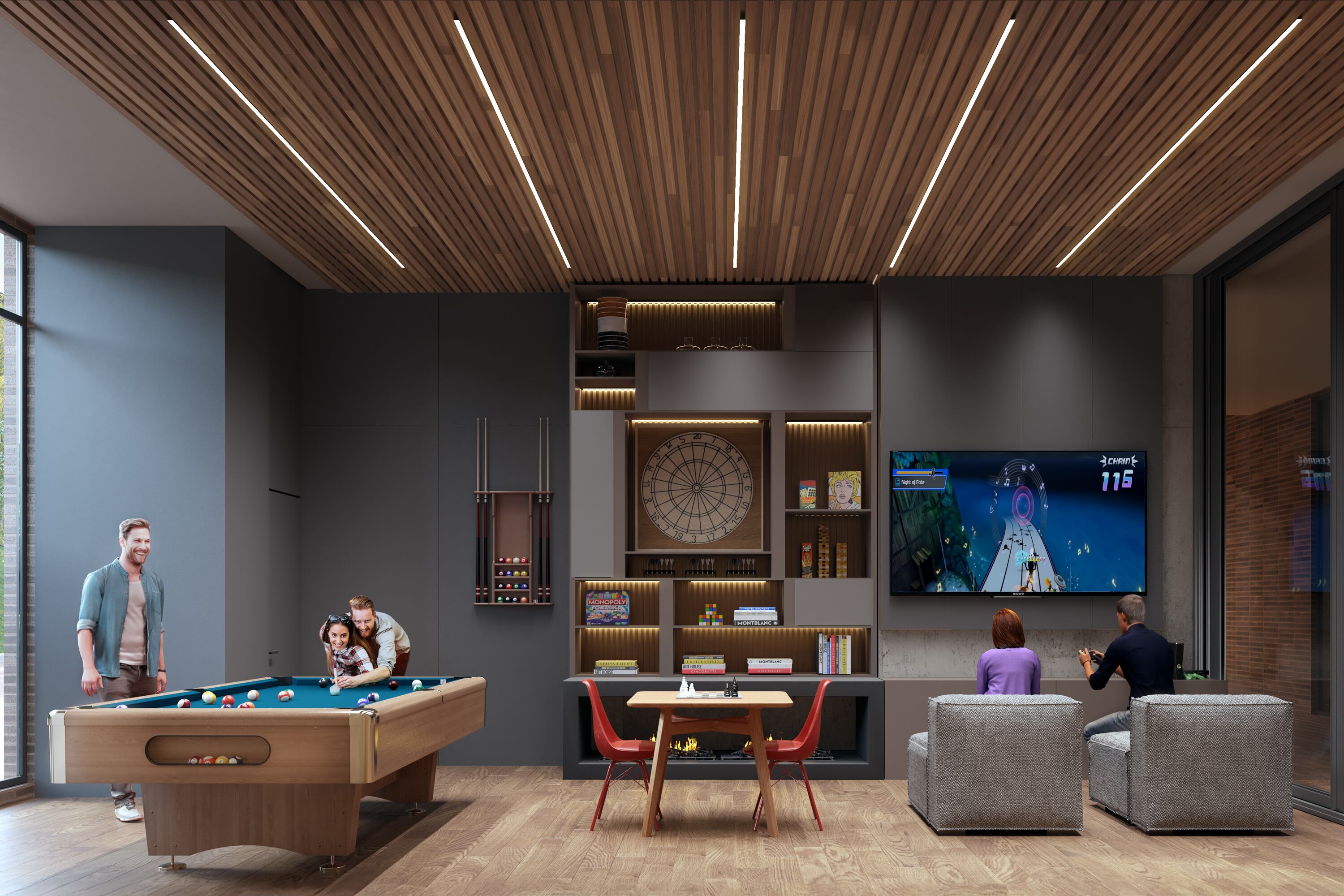 El proyecto contará con un agradable salón de juegos.