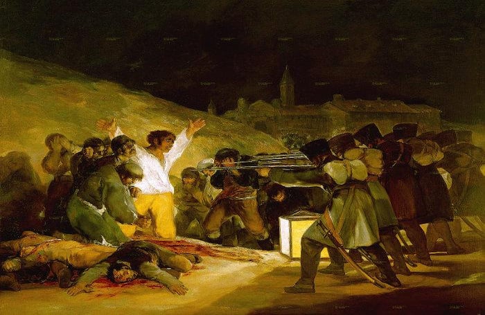 "Los fusilamientos del 3 de Mayo" hace parte de 'Los desastres de la guerra', una serie de 82 grabados del pintor español Francisco de Goya, realizada entre los años 1810 y 1815.