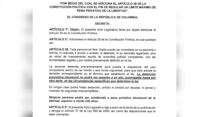 La propuesta está contenida en el acto legislativo 08 de 2022