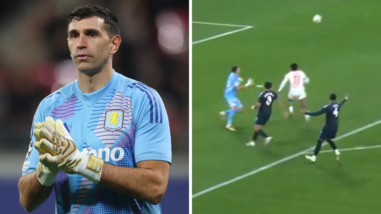 Dibu Martínez cometió error en el Leipzig y Aston Villa de UCL