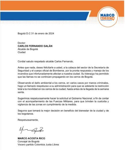 Carta a Carlos Fernando Galán