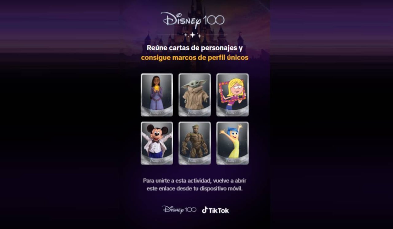 Fans de Disney podrán conseguir tarjetas y marcos para TikTok.