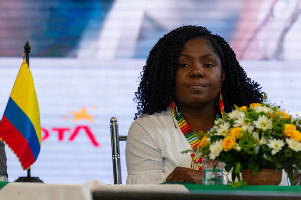 La vicepresidenta de Colombia, Francia Márquez, durante la Asamblea Comunal Nacional Popular en Bogotá, Colombia, el 24 de marzo de 2023. (Foto de Sebastian Barros/NurPhoto vía Getty Images)