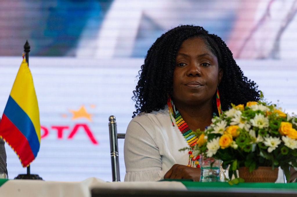 La vicepresidenta de Colombia, Francia Márquez, durante la Asamblea Comunal Nacional Popular en Bogotá, Colombia, el 24 de marzo de 2023. (Foto de Sebastian Barros/NurPhoto vía Getty Images)
