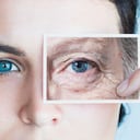 Foto de referencia sobre una mujer joven y una imagen de cuando envejece