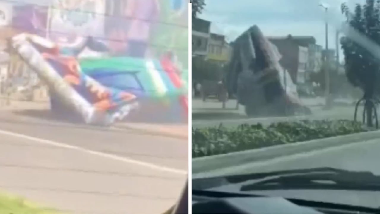 Momentos de pánico por un inflable que voló por la avenida Guayacanes.