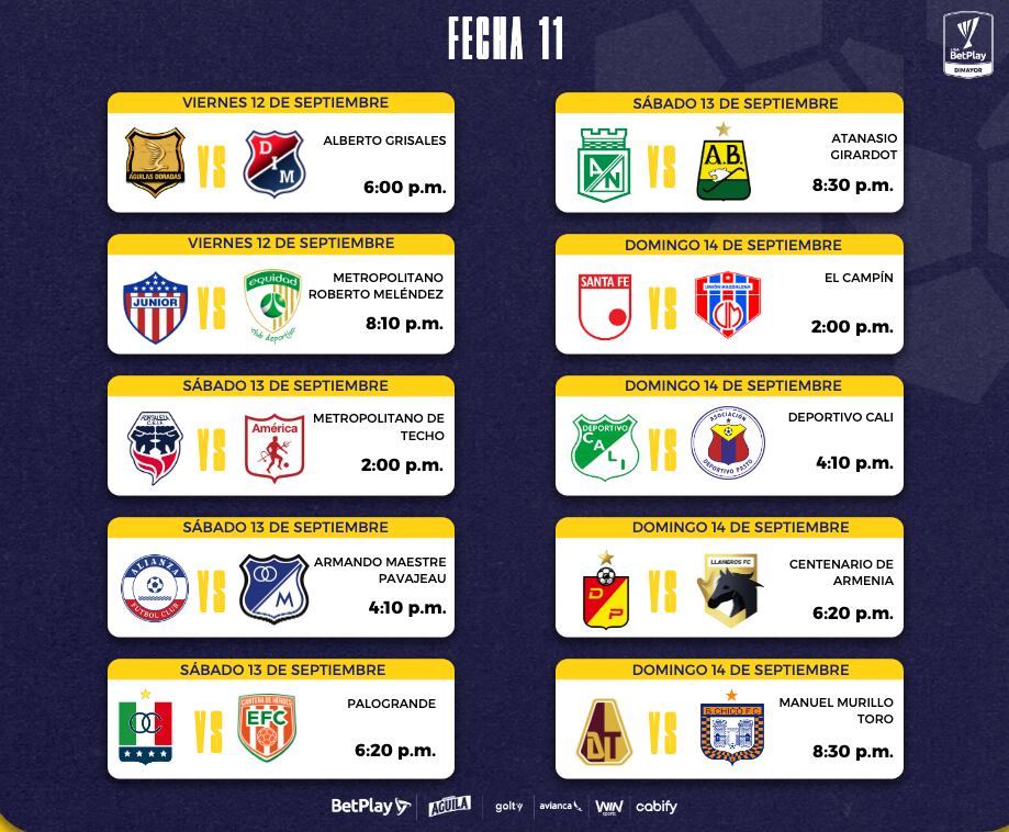 Liga BetPlay 2025 segundo semestre fecha 11