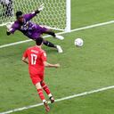 Soccer Football - FIFA World Cup Qatar 2022 - Group G - Switzerland v Cameroon - Al Janoub Stadium, Al Wakrah, Qatar - November 24, 2022 Switzerland's Breel Embolo scores their first goal REUTERS/Marko Djurica