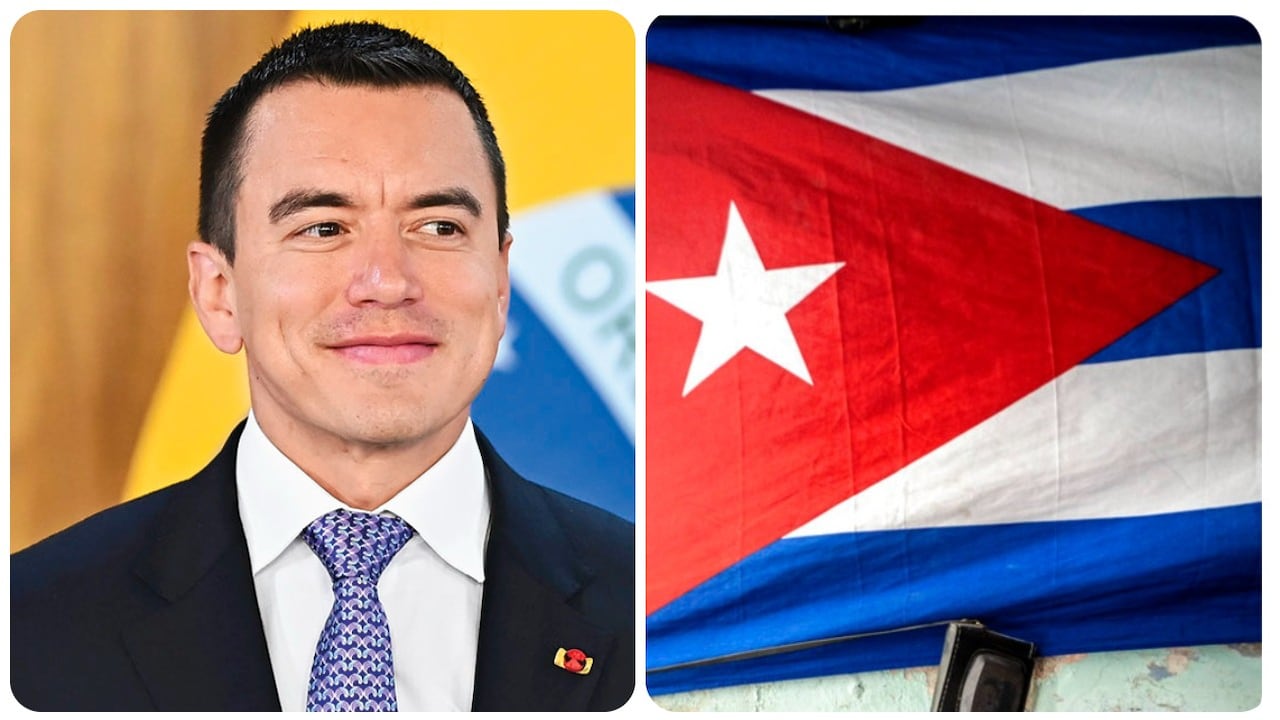 Daniel Noboa y la bandera de Cuba.