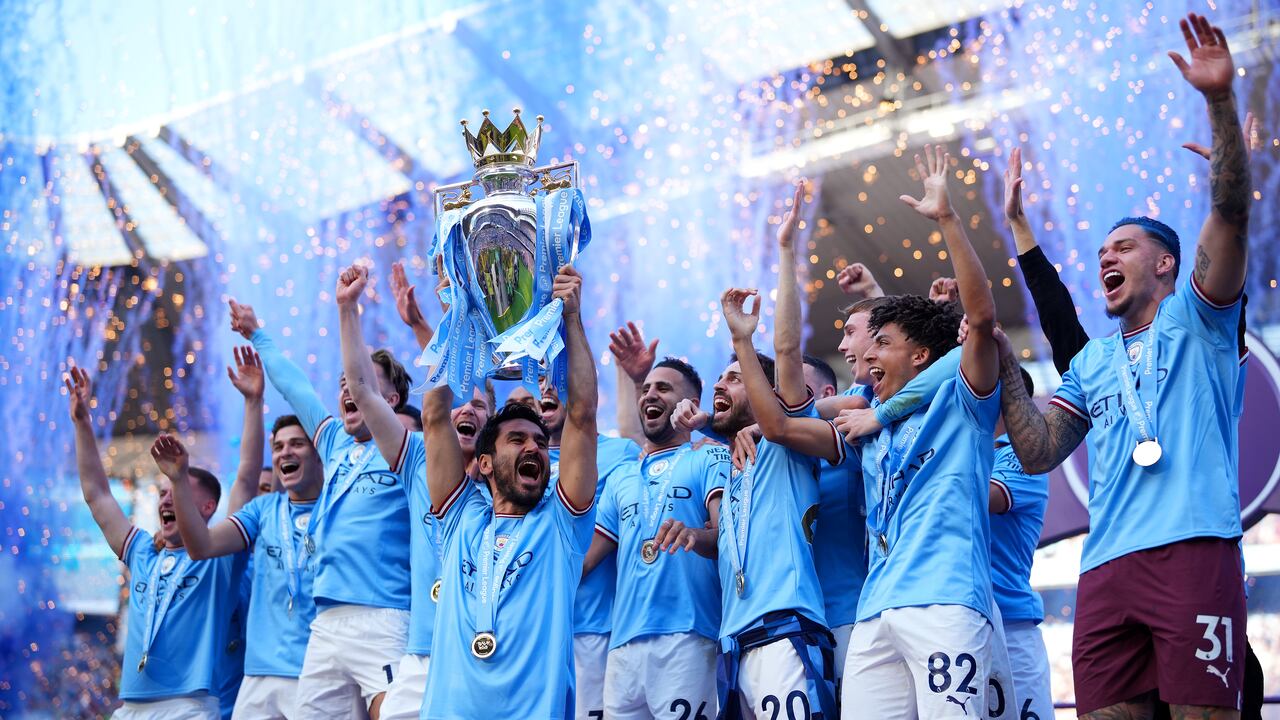 Imagen de la celebración de Manchester City por la consecución del título de la Premier League 2022-2023