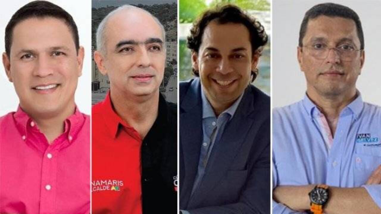 Jorge Acevedo, Donamaris Ramírez-Paris, Jaime Marthey e Iván Gélvez, candidatos a la Alcaldía de Cúcuta.