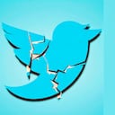 Ilustración del logo de Twitter roto