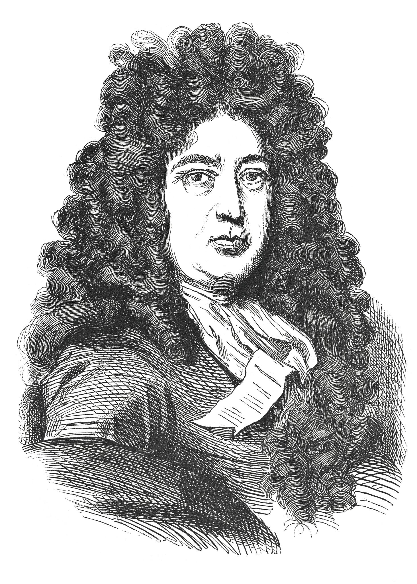 Ilustración del siglo XIX de un retrato de Charles Perrault. Charles Perrault (1628 - 1703) fue un autor francés. Sentó las bases de un nuevo género literario, el cuento de hadas, con sus obras derivadas de cuentos populares preexistentes. Obra de arte original publicada en Le magasin Pittoresque por M. A. Lachevardiere, París, 1846.