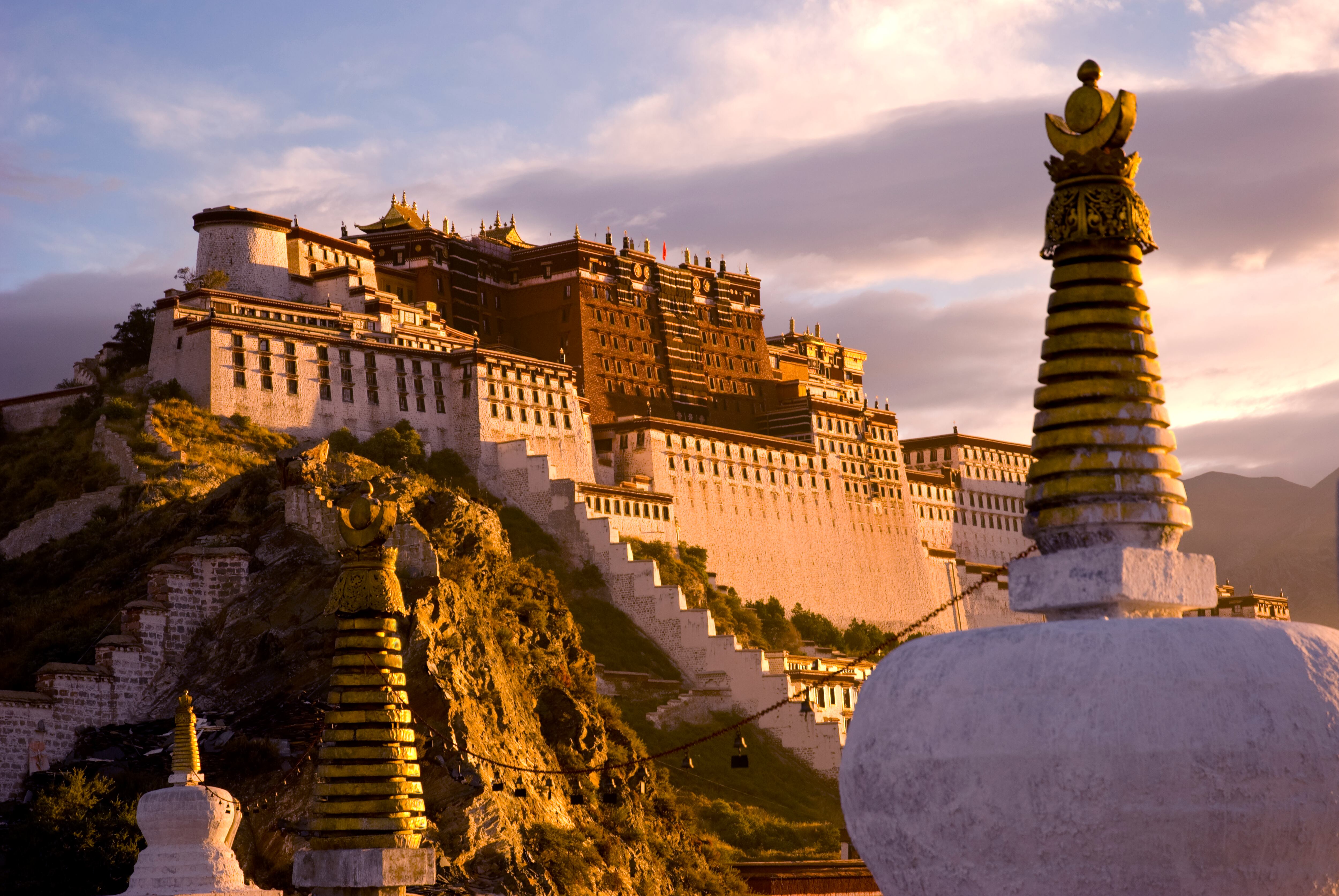 Potala Palace at sunset in Lhasa Tibet