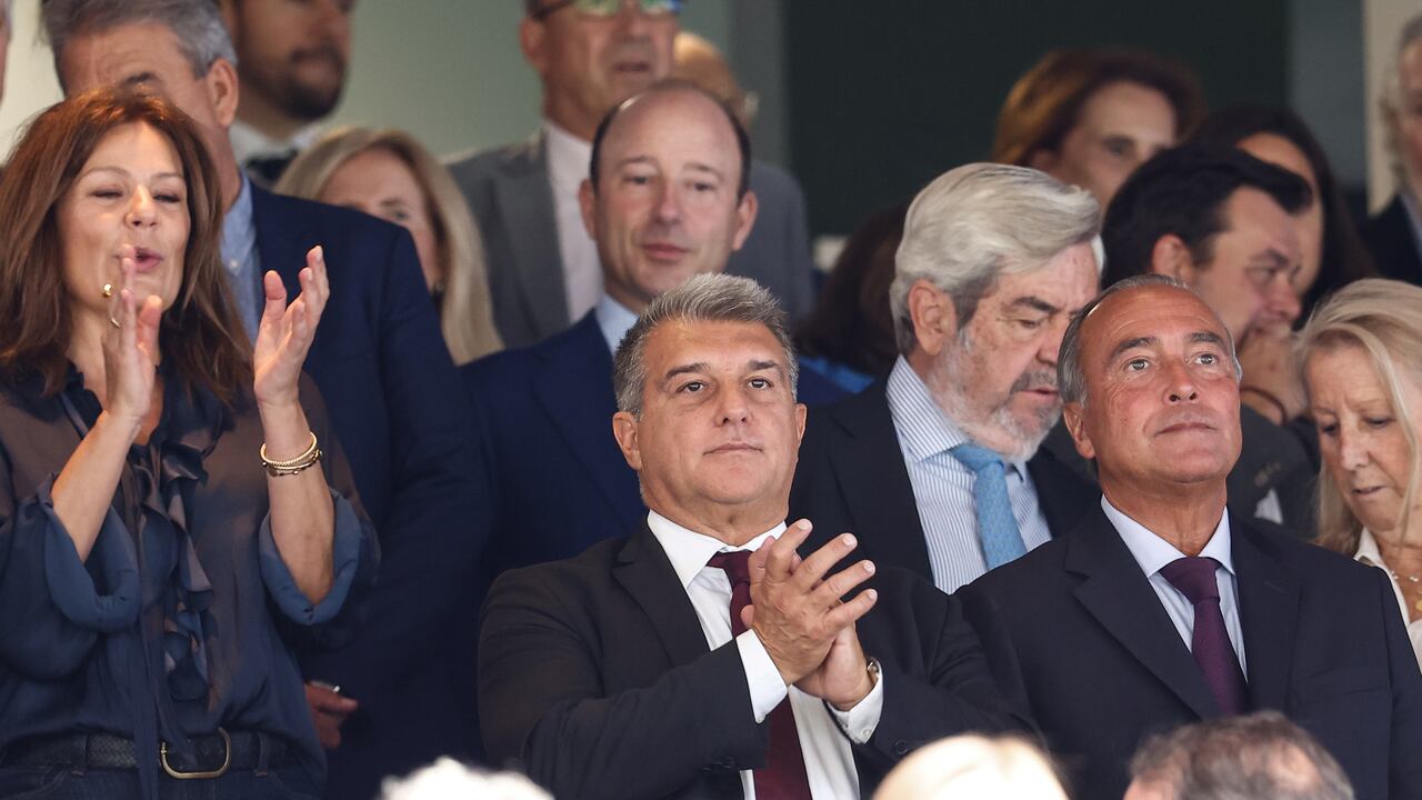 MADRID, SPAIN - OCTOBER 16: Joan Laporta, President of FC Barcelona, is seen during the spanish league, La Liga Santander, football match played between Real Madrid and FC Barcelona at Santiago Bernabeu stadium on October 16, 2022, in Madrid, Spain. (Photo By Oscar J. Barroso/Europa Press via Getty Images)