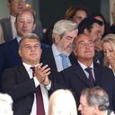 Joan Laporta estuvo en el palco presidencial al lado de Florentino Pérez